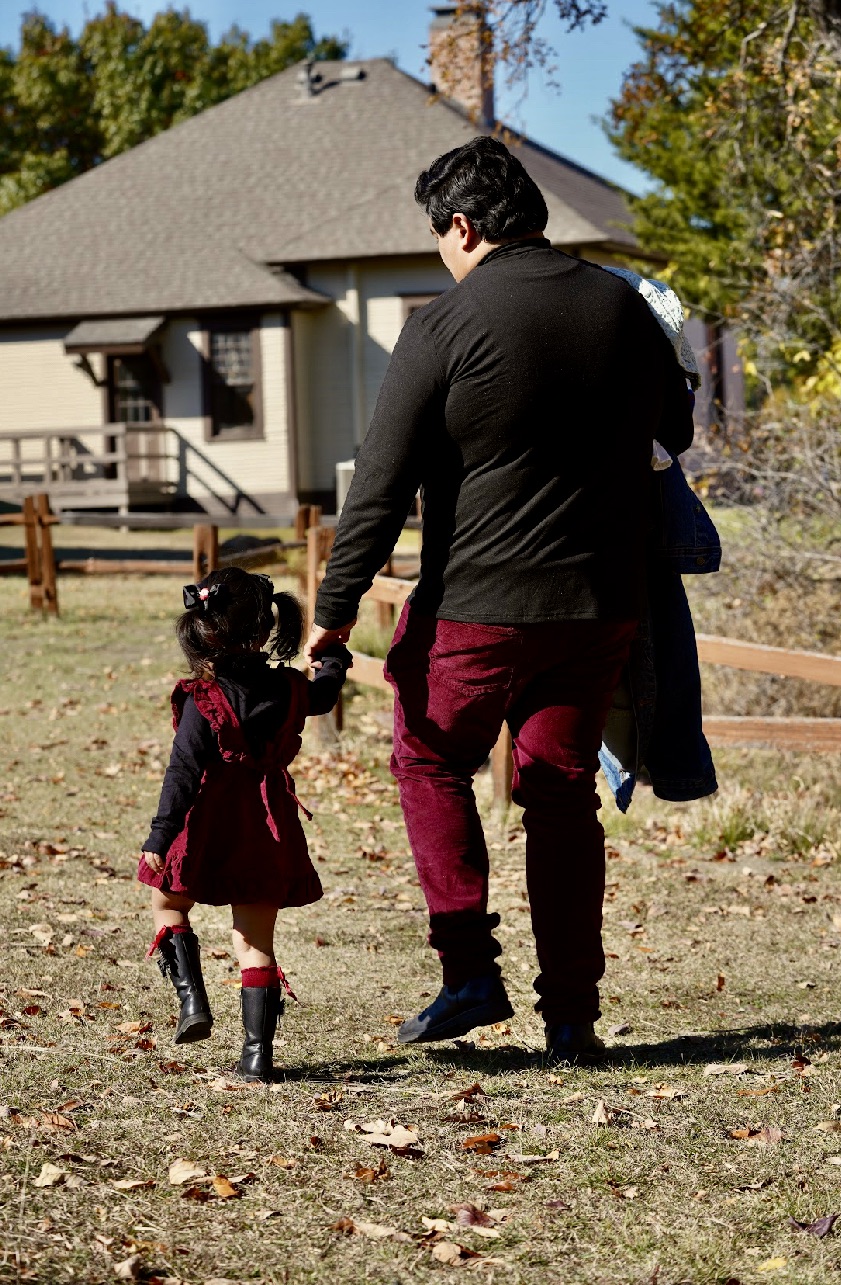 Family walking together outdoors